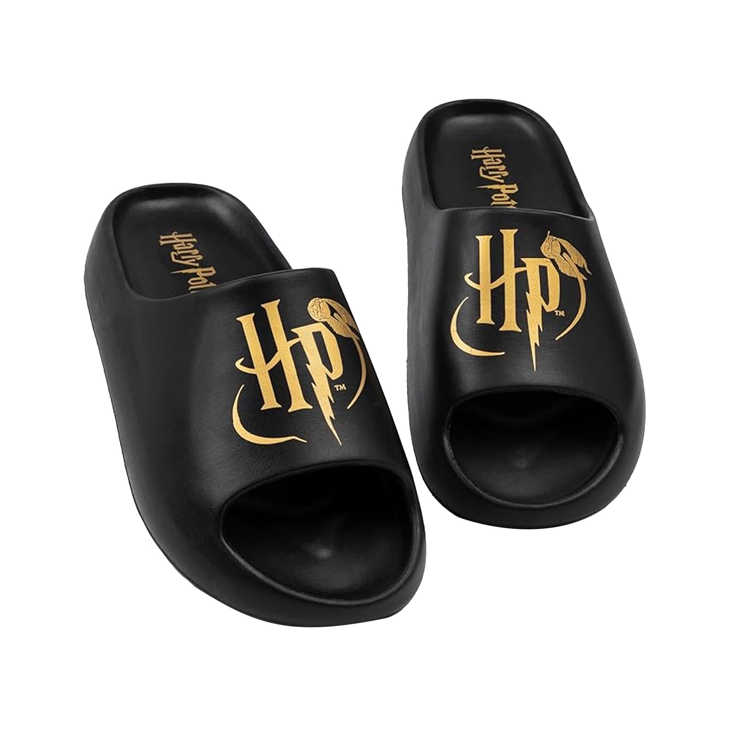 Black - Front - Harry Potter Womens-Ladies Moulded Footbed Sliders