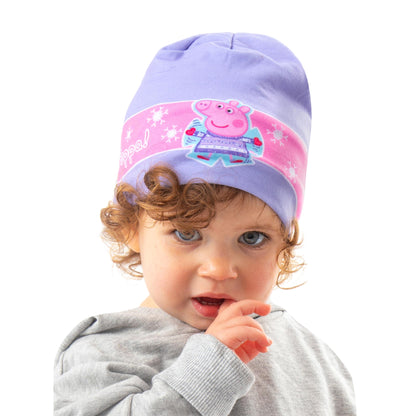 Purple-Pink - Back - Peppa Pig Girls Beanie