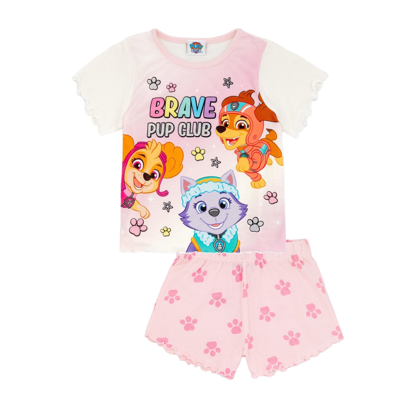 Pink - Front - Paw Patrol Girls Short-Sleeved Pyjama Set