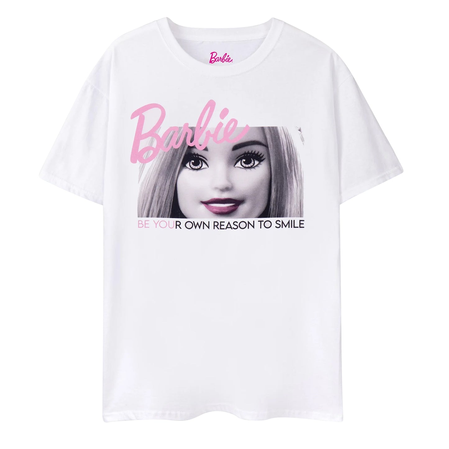 White - Front - Barbie Womens-Ladies Be Your Own Reason To Smile Short-Sleeved T-Shirt