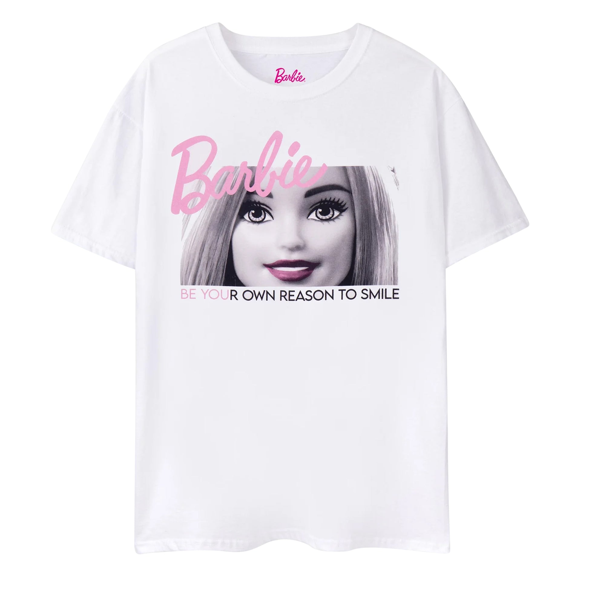 White - Front - Barbie Womens-Ladies Be Your Own Reason To Smile Short-Sleeved T-Shirt