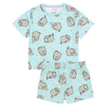 Blue-Pink - Back - Pusheen Girls Cat Short Pyjama Set (Pack of 2)