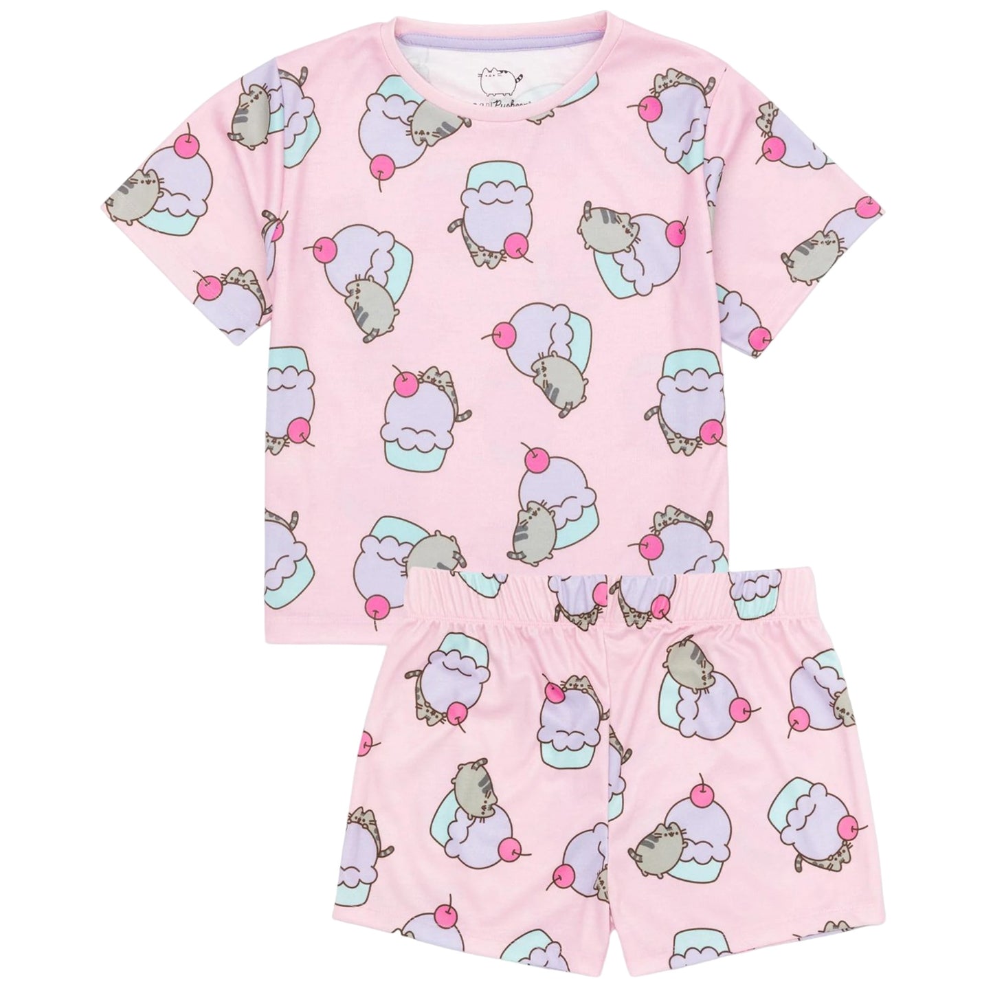 Blue-Pink - Lifestyle - Pusheen Girls Cat Short Pyjama Set (Pack of 2)