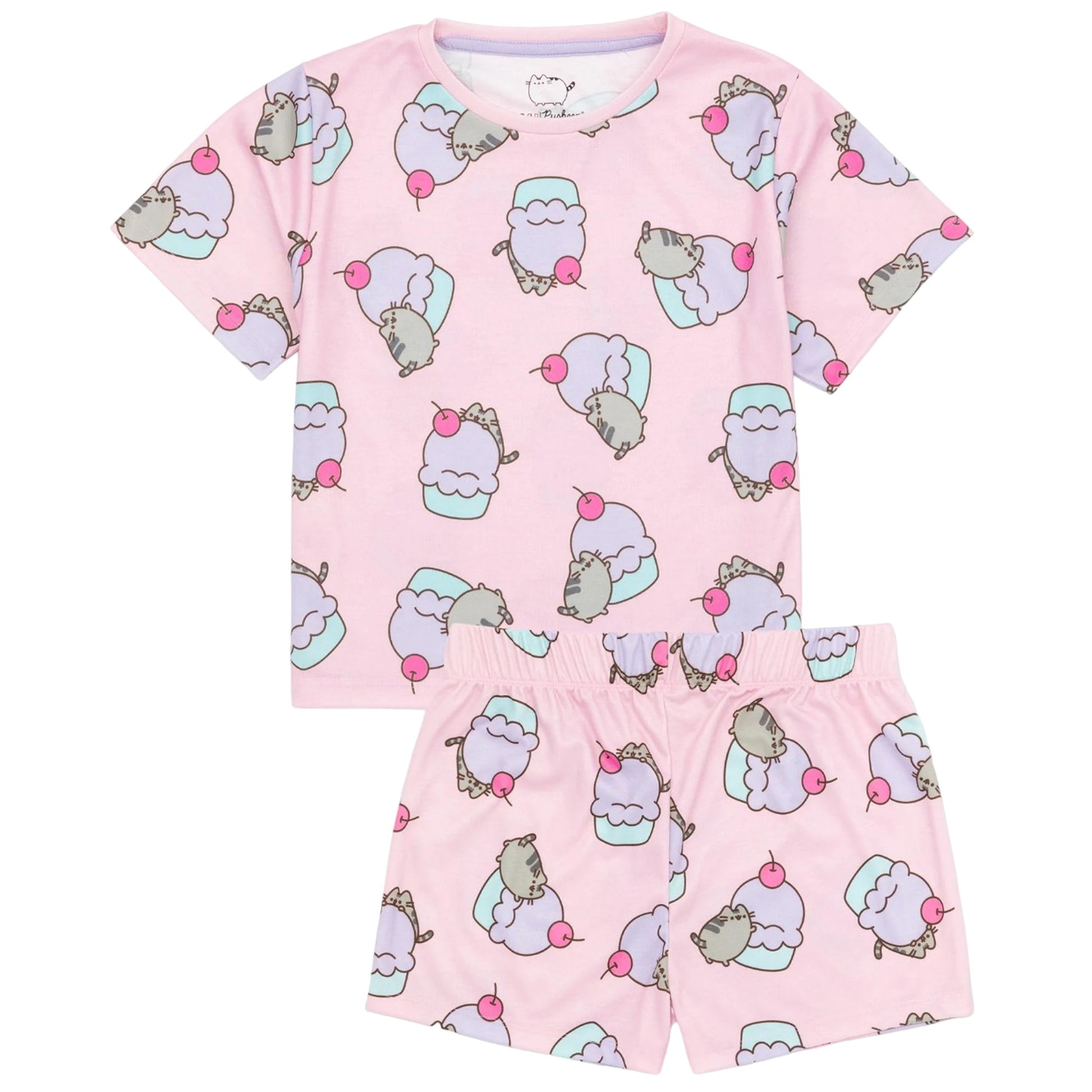 Blue-Pink - Lifestyle - Pusheen Girls Cat Short Pyjama Set (Pack of 2)
