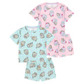 Blue-Pink - Front - Pusheen Girls Cat Short Pyjama Set (Pack of 2)