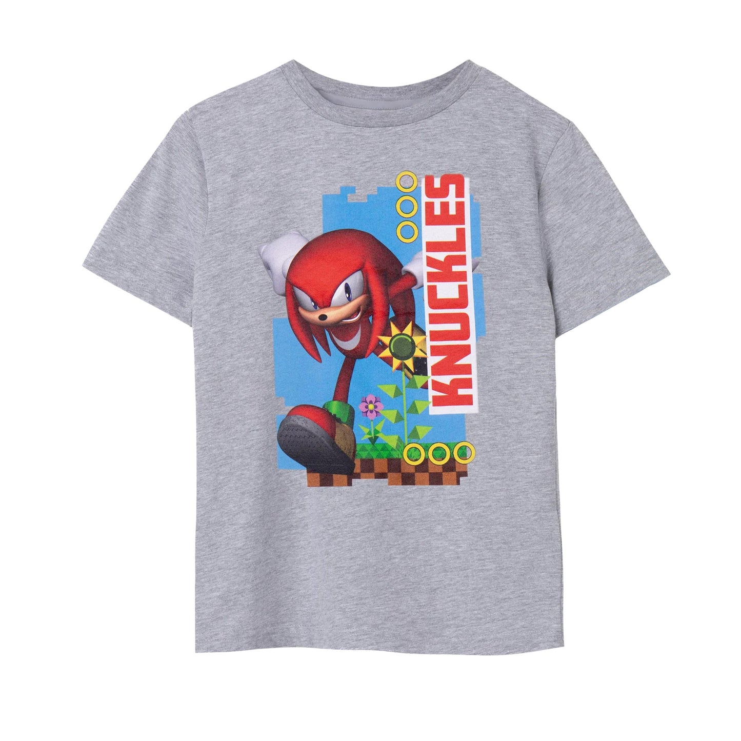 Grey Marl - Front - Sonic The Hedgehog Childrens-Kids Knuckles Short-Sleeved T-Shirt