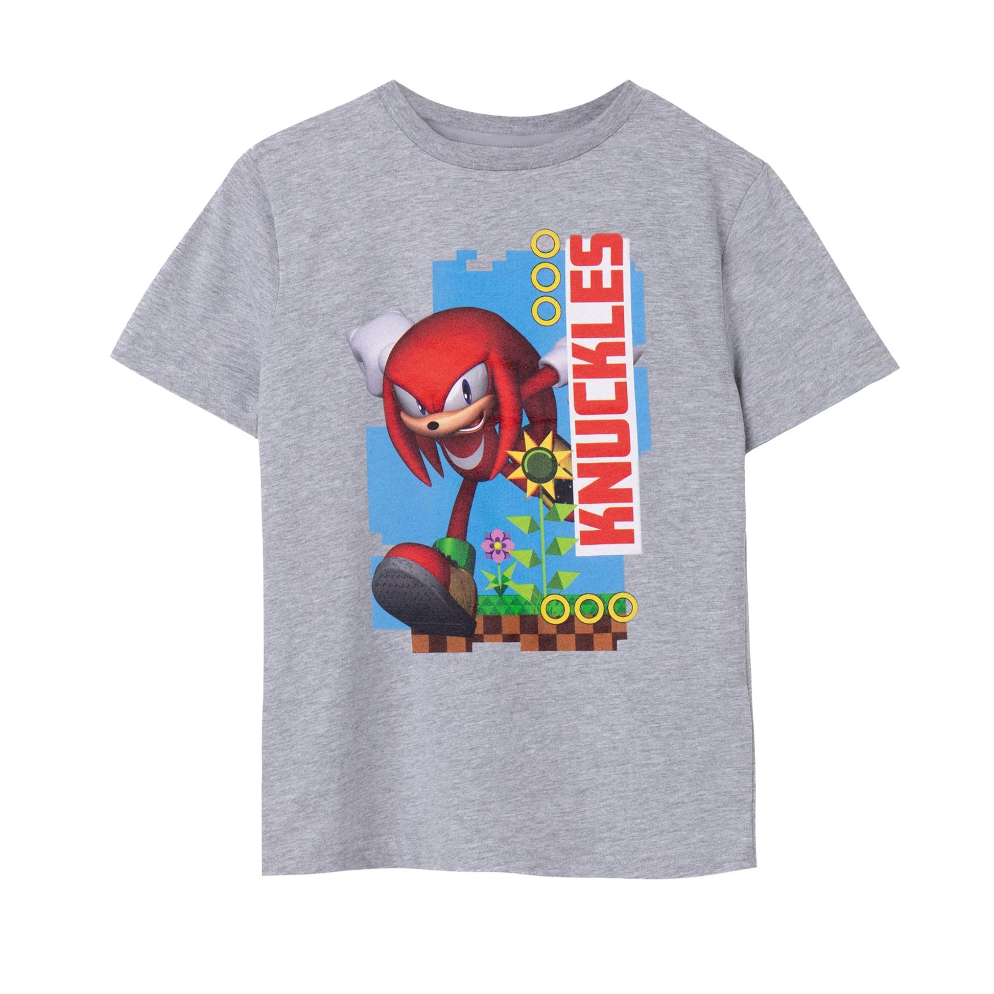 Grey Marl - Front - Sonic The Hedgehog Childrens-Kids Knuckles Short-Sleeved T-Shirt