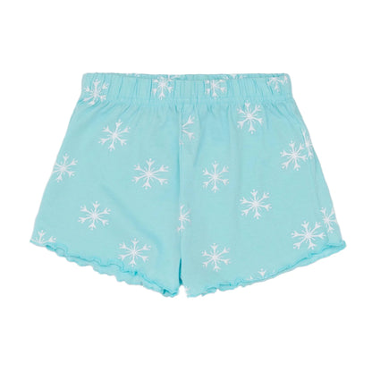 Blue-White-Orange - Side - Frozen Girls Anna And Elsa Short Pyjama Set