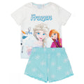 Blue-White-Orange - Front - Frozen Girls Anna And Elsa Short Pyjama Set