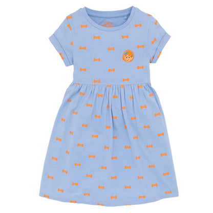 Blue - Front - Blippi Girls Bow Marl Skater Dress