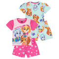 Blue-Pink - Front - Paw Patrol Girls Short Pyjama Set (Pack of 2)