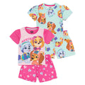 Blue-Pink - Front - Paw Patrol Girls Short Pyjama Set (Pack of 2)