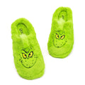 Green - Back - The Grinch Unisex Adult Face Faux Fur Slippers