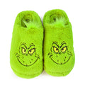 Green - Front - The Grinch Unisex Adult Face Faux Fur Slippers