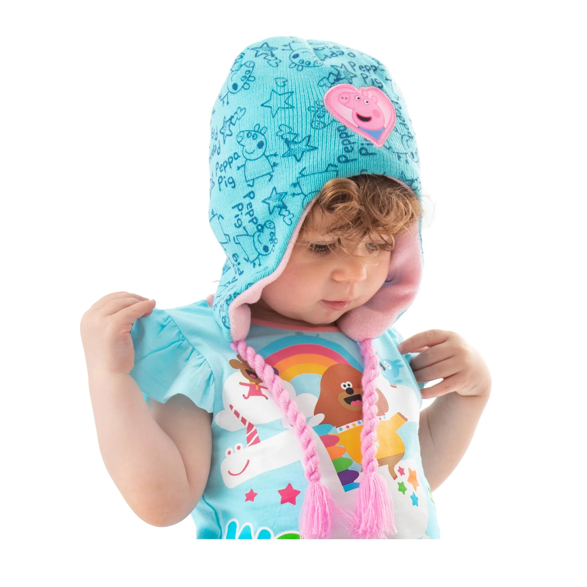 Blue-Pink - Side - Peppa Pig Girls Beanie