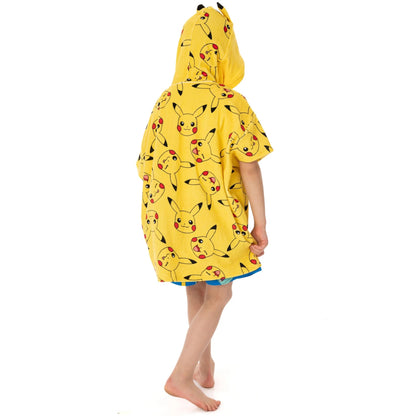 Yellow - Back - Pokemon Childrens-Kids Pikachu Hooded Towel