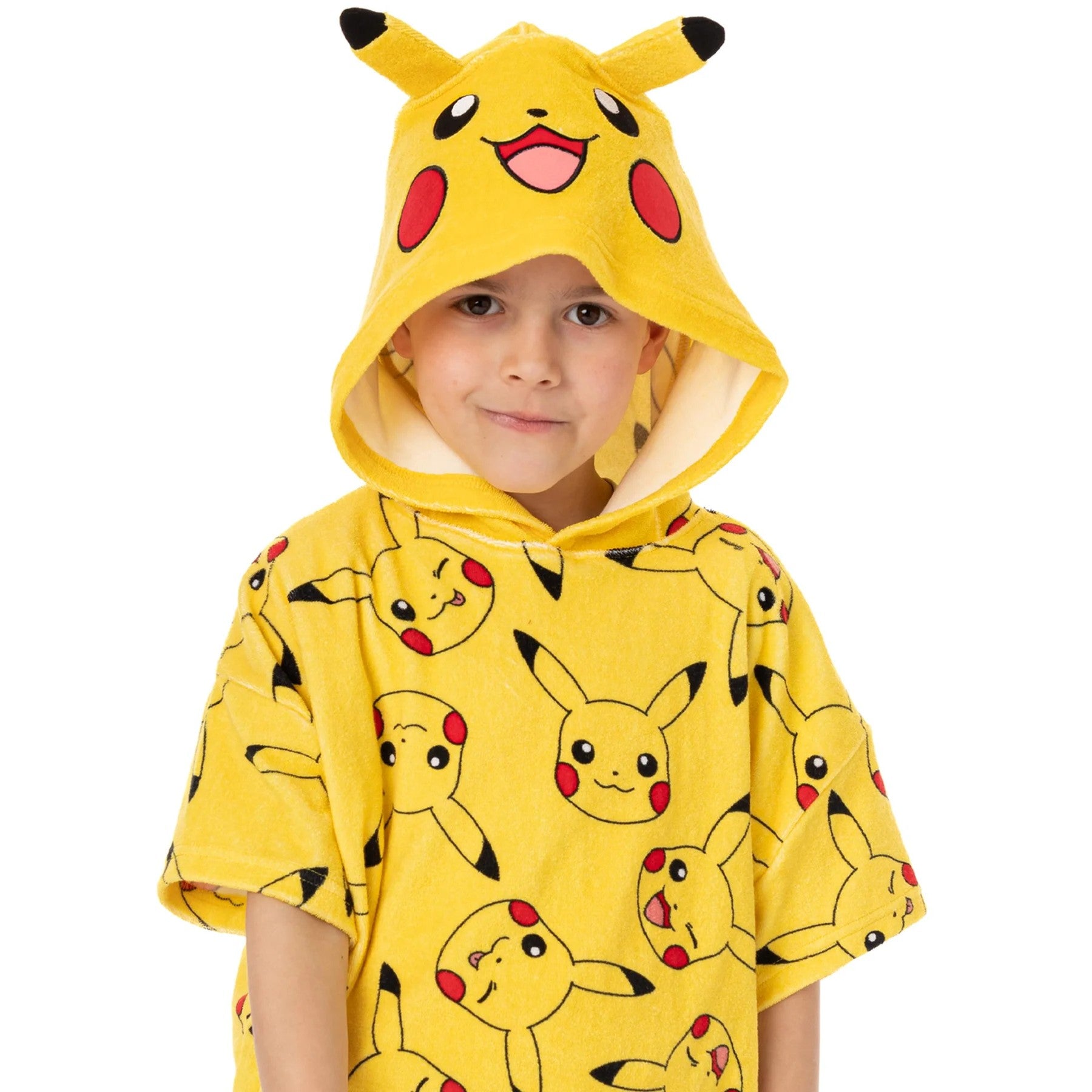Yellow - Side - Pokemon Childrens-Kids Pikachu Hooded Towel
