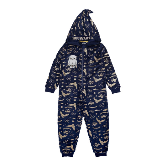 Blue - Front - Harry Potter Childrens-Kids Hedwig Hogwarts All-In-One Nightwear