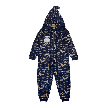Blue - Front - Harry Potter Childrens-Kids Hedwig Hogwarts All-In-One Nightwear