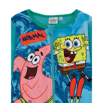 Blue - Back - SpongeBob SquarePants Childrens-Kids Normal Is Boring All-In-One Nightwear