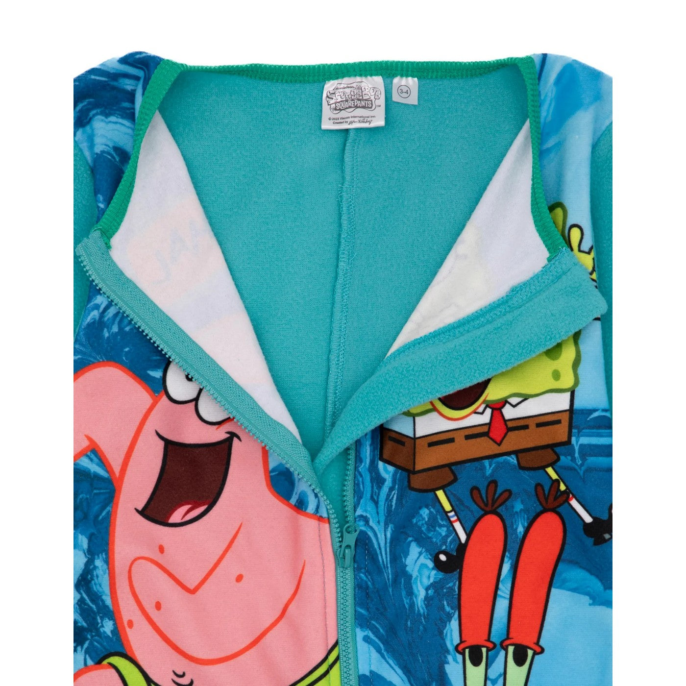 Blue - Side - SpongeBob SquarePants Childrens-Kids Normal Is Boring All-In-One Nightwear