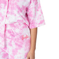 Pink - Side - Barbie Womens-Ladies Tie Dye Towelling T-Shirt & Shorts Set