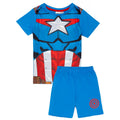 Blue-Red - Front - Captain America Boys Captain America Short Pyjama Set