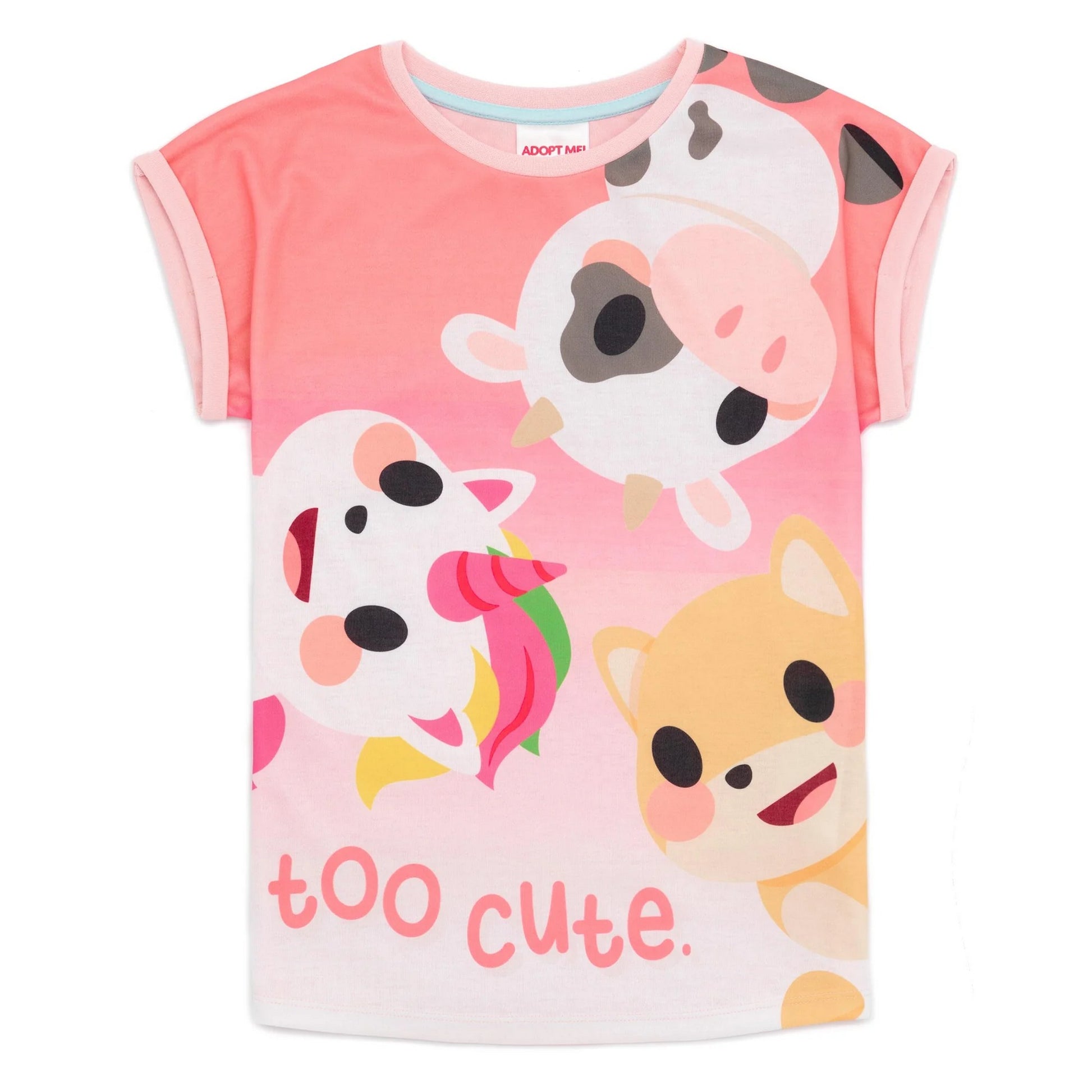Pink-Blue - Back - Adopt Me Childrens-Kids Short Pyjama Set