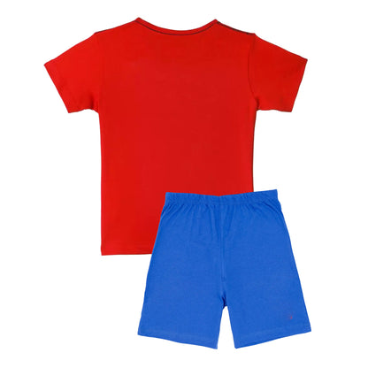Blue-Red - Back - Spider-Man Boys Logo Short Pyjama Set