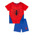 Blue-Red - Front - Spider-Man Boys Logo Short Pyjama Set