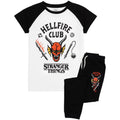 Black-White - Front - Stranger Things Childrens-Kids Hellfire Club Pyjama Set