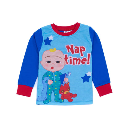 Blue-Red - Back - Cocomelon Boys Nap Time Long-Sleeved Pyjama Set