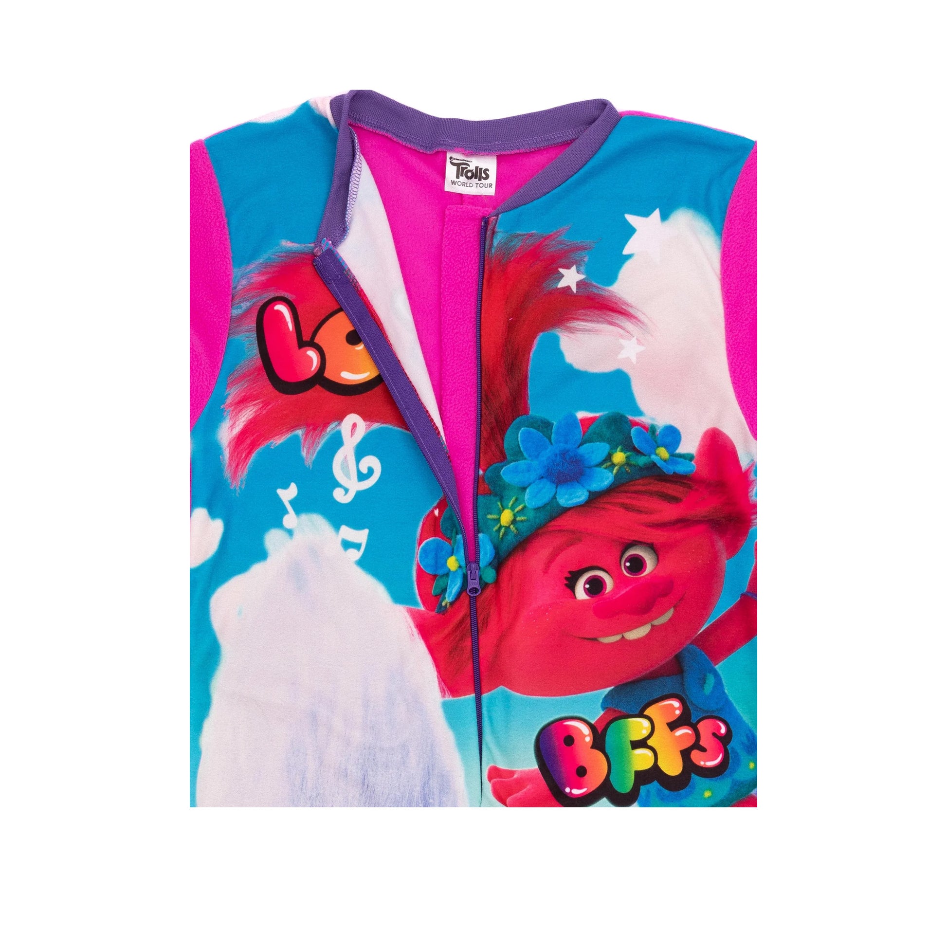 Multicoloured - Back - Trolls Girls Fleece Jumpsuit