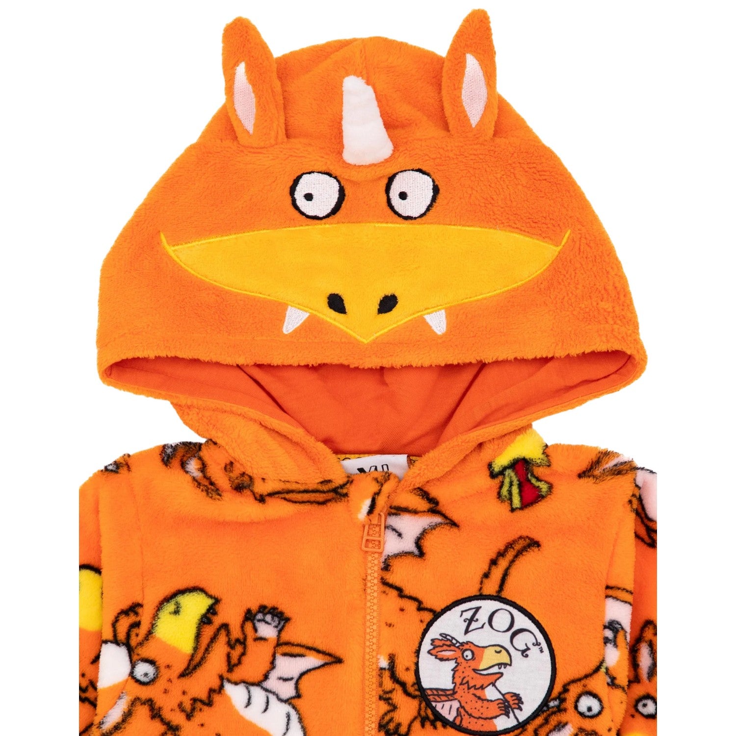 Orange - Back - The Gruffalo Childrens-Kids Zog 3D Ears All-In-One Nightwear