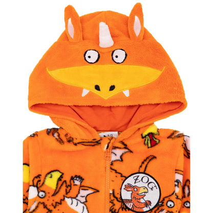 Orange - Back - The Gruffalo Childrens-Kids Zog 3D Ears All-In-One Nightwear