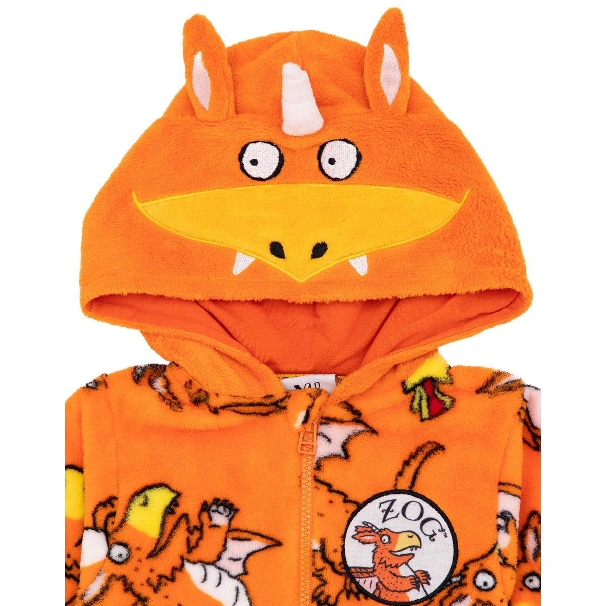 Orange - Back - The Gruffalo Childrens-Kids Zog 3D Ears All-In-One Nightwear