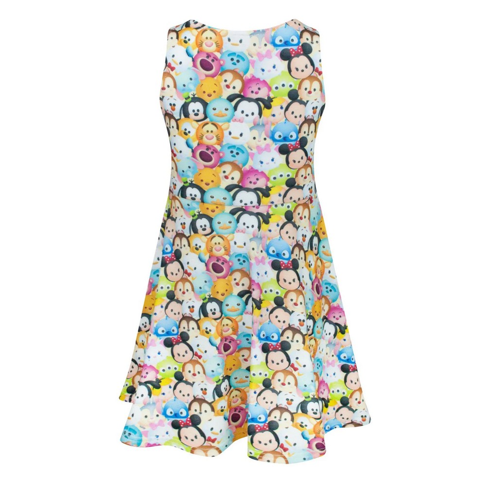 White - Back - Disney Tsum Tsum Girls Skater Dress