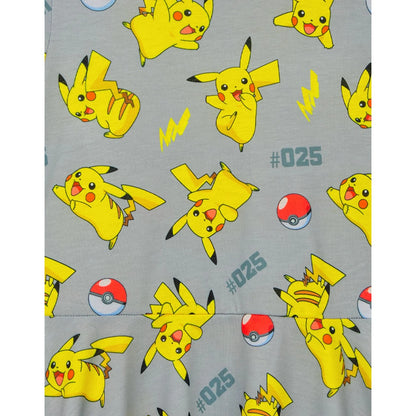 Grey - Side - Pokemon Girls Pikachu Short-Sleeved Skater Dress
