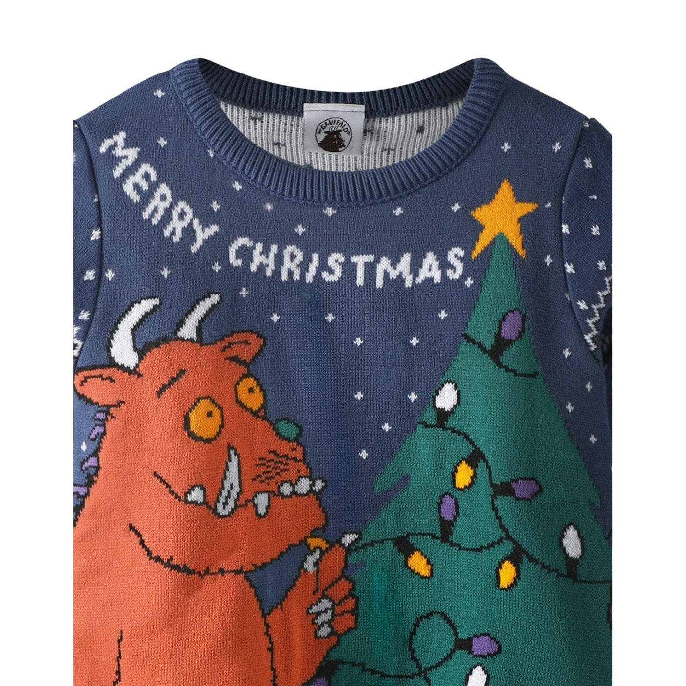 Blue - Side - The Gruffalo Boys Knitted Christmas Jumper