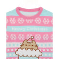 Pink-Blue - Side - Pusheen Girls Knitted Christmas Sweatshirt