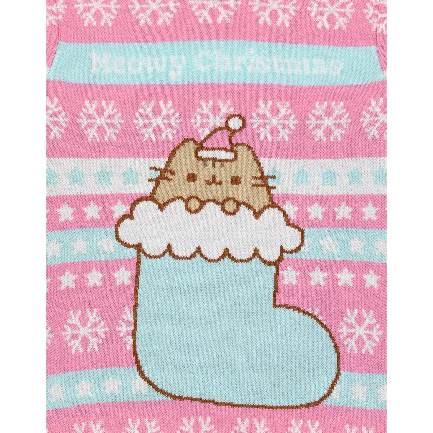Pink-Blue - Pack Shot - Pusheen Girls Knitted Christmas Sweatshirt