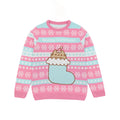 Pink-Blue - Front - Pusheen Girls Knitted Christmas Sweatshirt