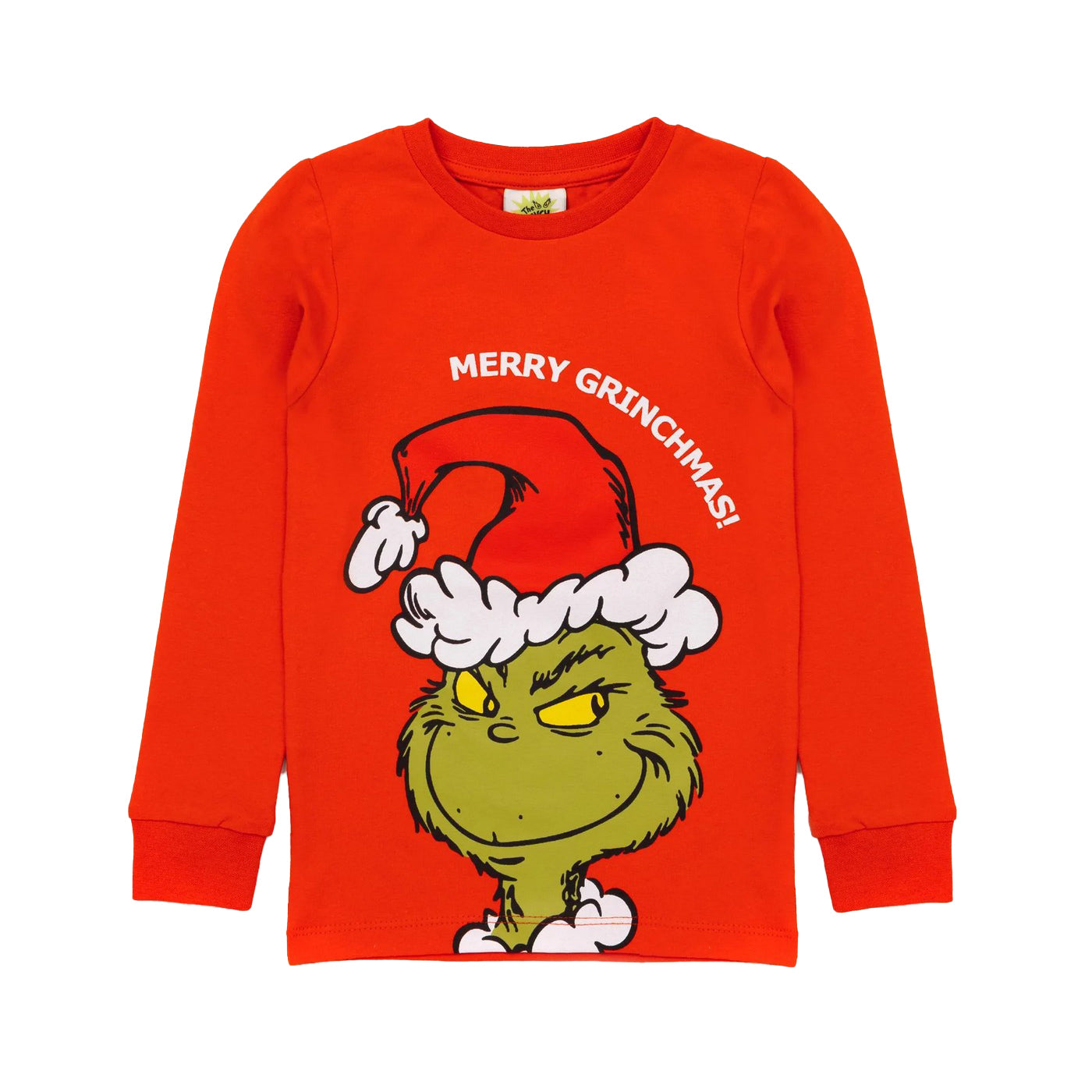 Red-White - Back - The Grinch Childrens-Kids Long Leg Long-Sleeved Christmas Pyjama Set
