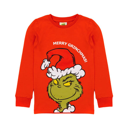 Red-White - Back - The Grinch Childrens-Kids Long Leg Long-Sleeved Christmas Pyjama Set