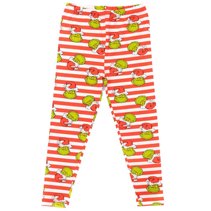 Red-White - Side - The Grinch Childrens-Kids Long Leg Long-Sleeved Christmas Pyjama Set