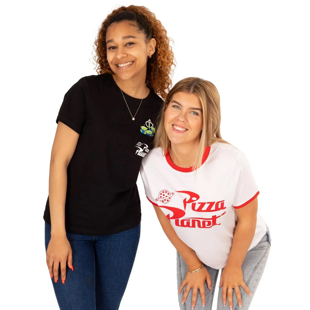 White-Black - Back - Toy Story Womens-Ladies Pizza Planet Alien T-Shirt (Pack of 2)