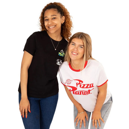 White-Black - Back - Toy Story Womens-Ladies Pizza Planet Alien T-Shirt (Pack of 2)