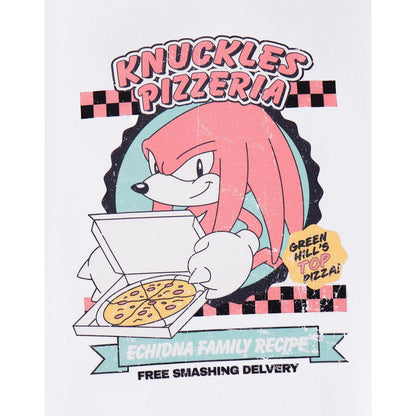 White - Lifestyle - Sonic The Hedgehog Mens Knuckles Pizzeria Short-Sleeved T-Shirt