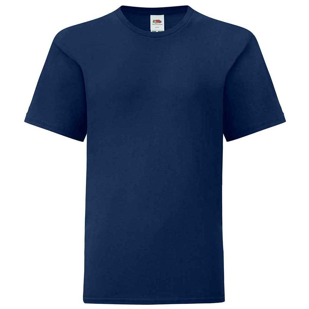 Navy - Front - Fruit of the Loom Childrens-Kids Iconic 150 T-Shirt