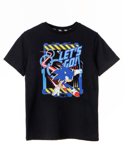 Black - Front - Sonic The Hedgehog Boys Let´s Go! Short-Sleeved T-Shirt